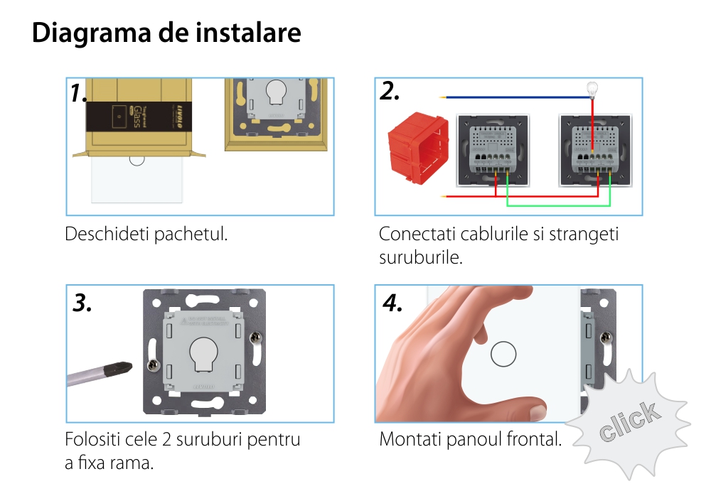 Intrerupator Simplu Cap Scara, Dimmer cu Touch LIVOLO – Serie Noua