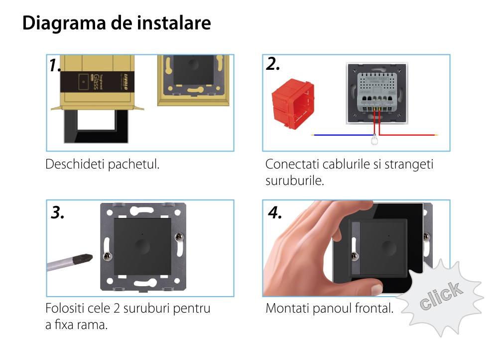 Intrerupator Simplu cu Dimmer cu Touch LIVOLO – Serie Noua