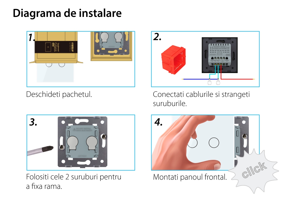 Intrerupator Dublu cu Revenire / Reset cu Touch LIVOLO – Serie Noua