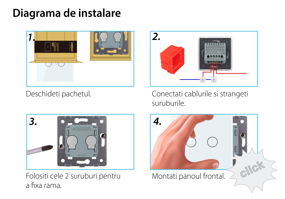 Modul Intrerupator Dublu cu Revenire / Reset cu Touch LIVOLO – Serie Noua