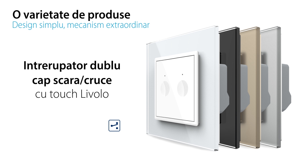 Intrerupator Dublu Cap Scara / Cruce cu Touch LIVOLO – Serie Noua