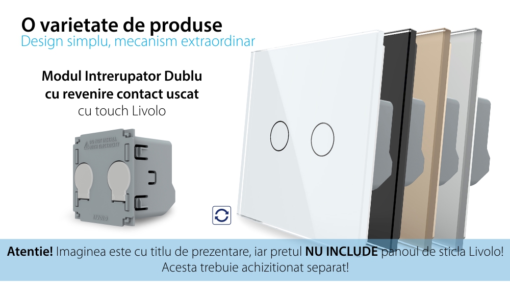 Modul Intrerupator Dublu cu Revenire, Contact Uscat cu Touch LIVOLO – Serie Noua