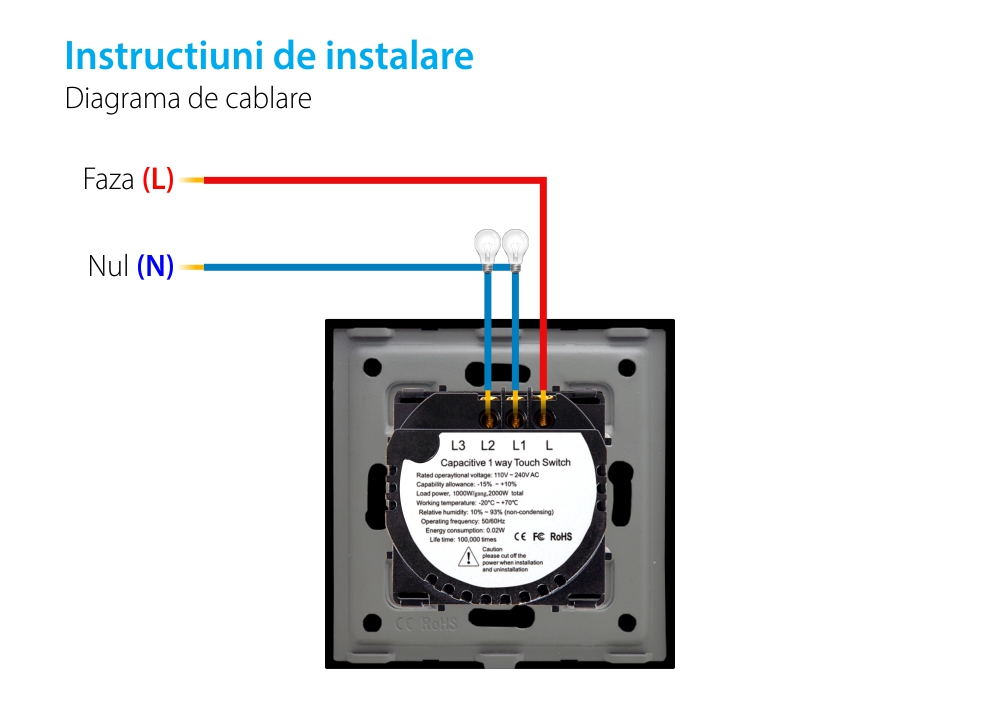 Modul Intrerupator Dublu cu Touch LUXION