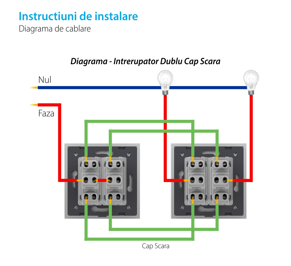 Intrerupator Dublu Mecanic LIVOLO cu Rama din Sticla – Serie Noua