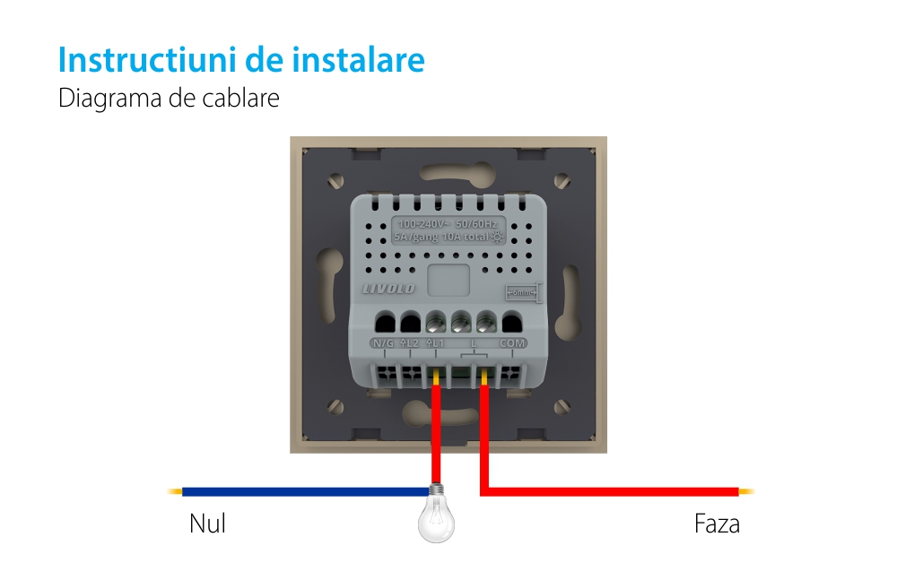 Intrerupator Simplu cu Protocol Zigbee si Touch LIVOLO – Serie Noua