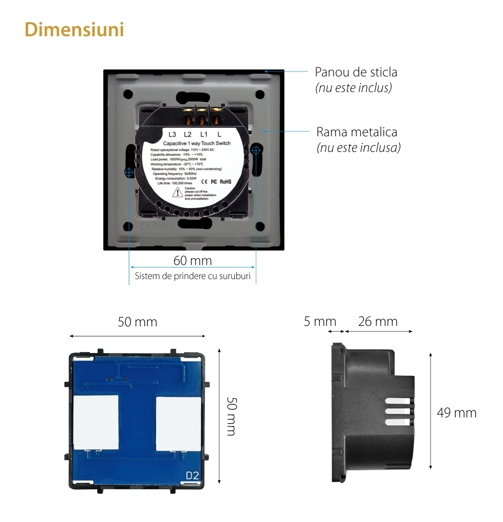 Modul Intrerupator Dublu cu Touch LUXION