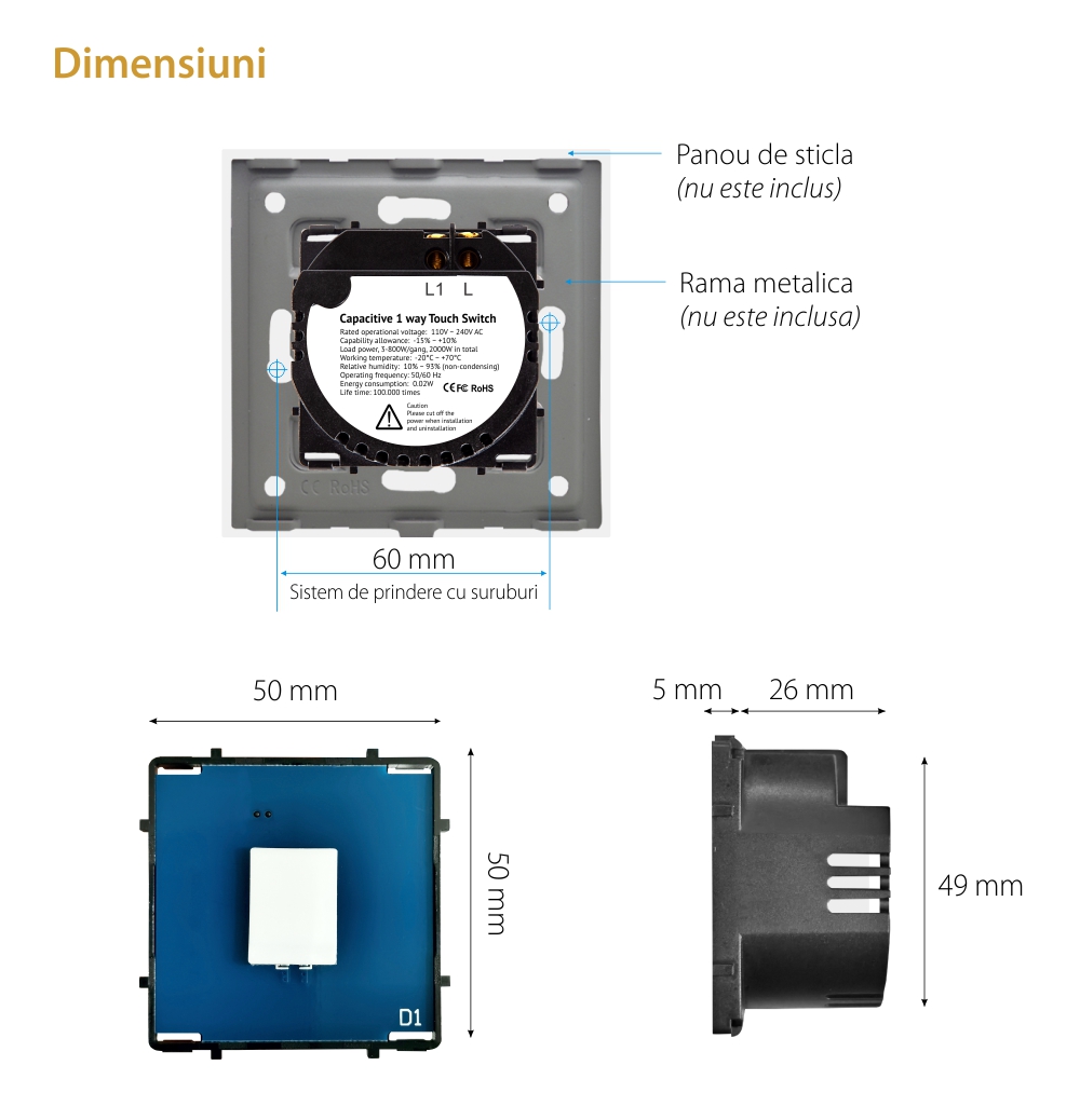 Modul Intrerupator Simplu cu Touch LUXION