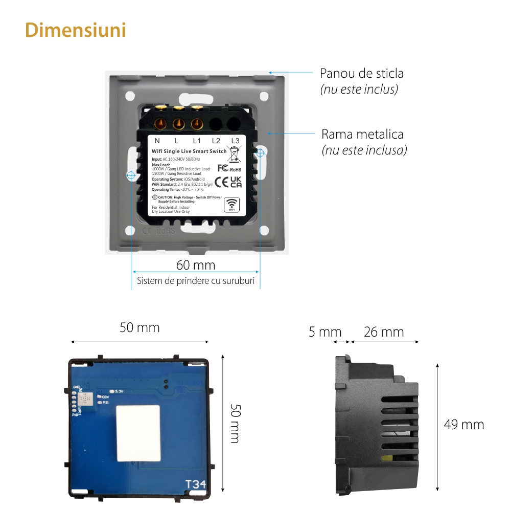 Modul Intrerupator Simplu Wi-Fi cu Touch LUXION