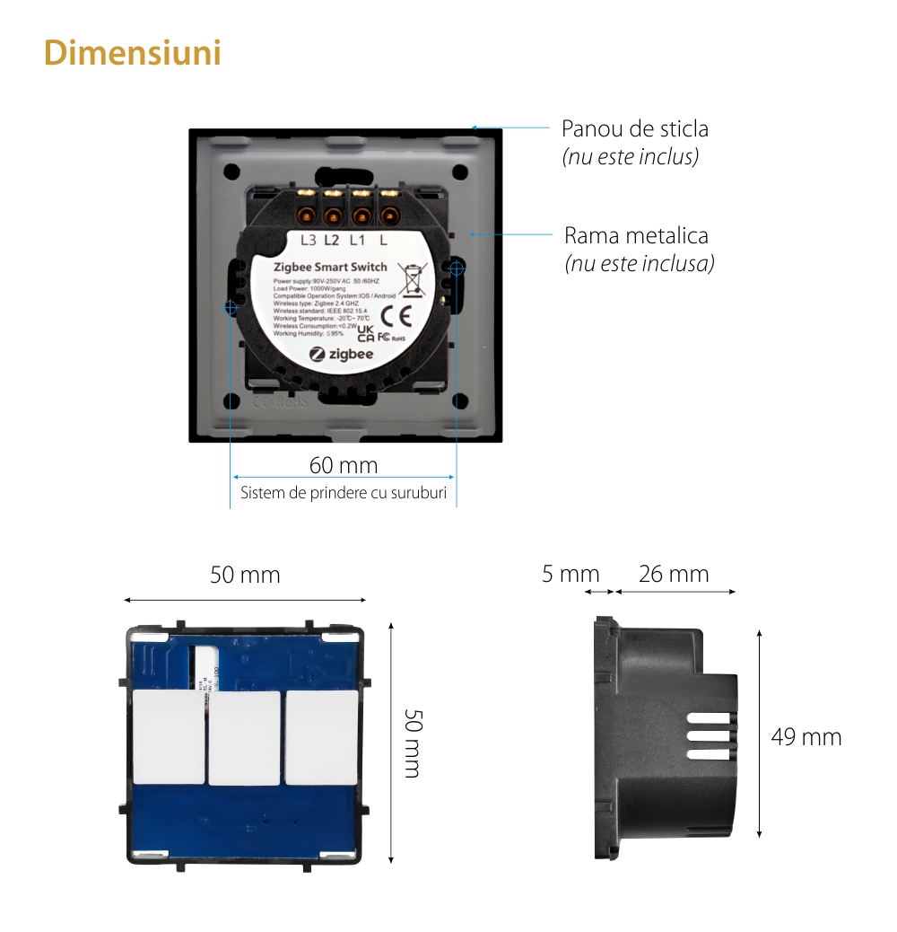 Modul Intrerupator Triplu, Protocol ZigBee cu Touch LUXION