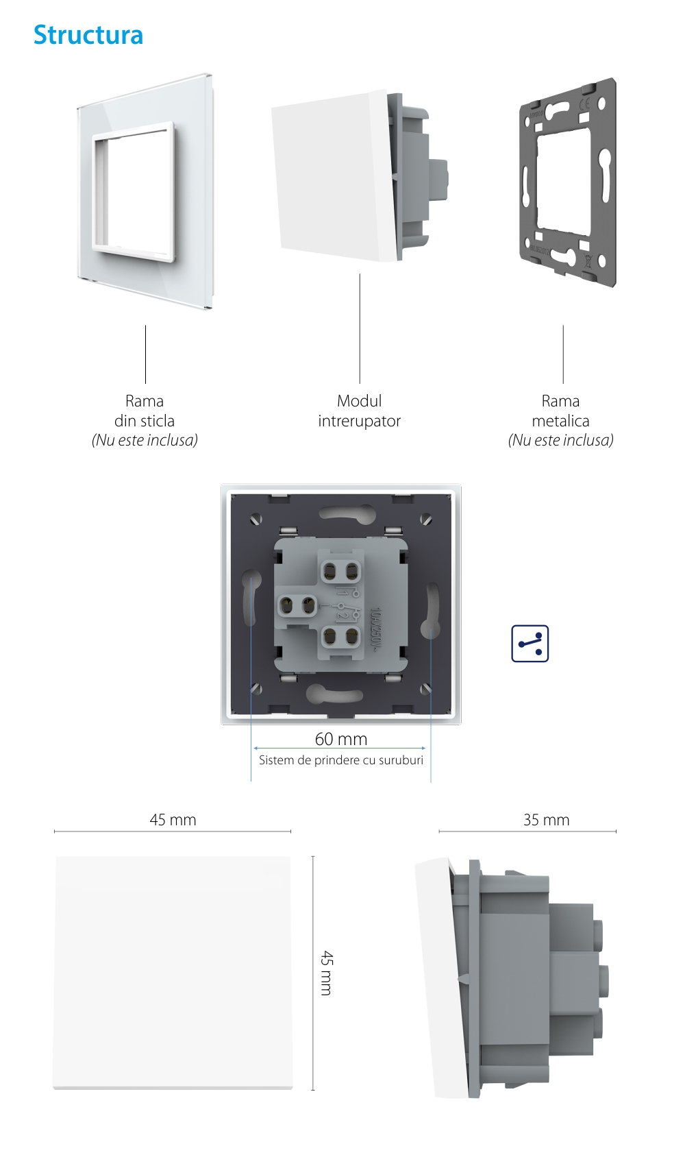 Modul Intrerupator Simplu Mecanic si Cap Scara LIVOLO