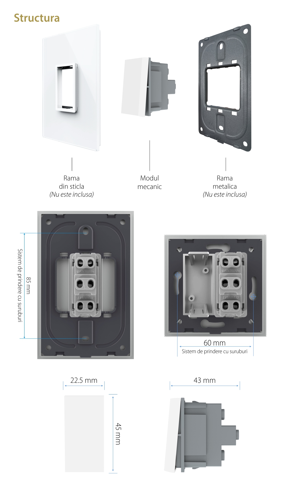 Modul Intrerupator Simplu Mecanic cu Reset LIVOLO – Serie Noua