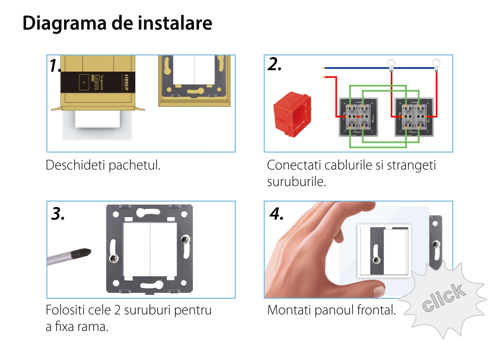 Intrerupator Dublu Mecanic LIVOLO cu Rama din Sticla – Serie Noua