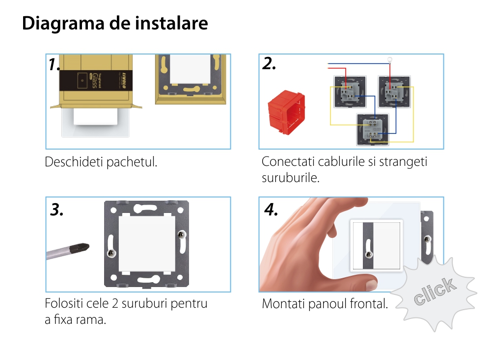 Intrerupator Simplu Mecanic Cap Cruce, 2 Module LIVOLO cu Rama din Sticla – Serie Noua