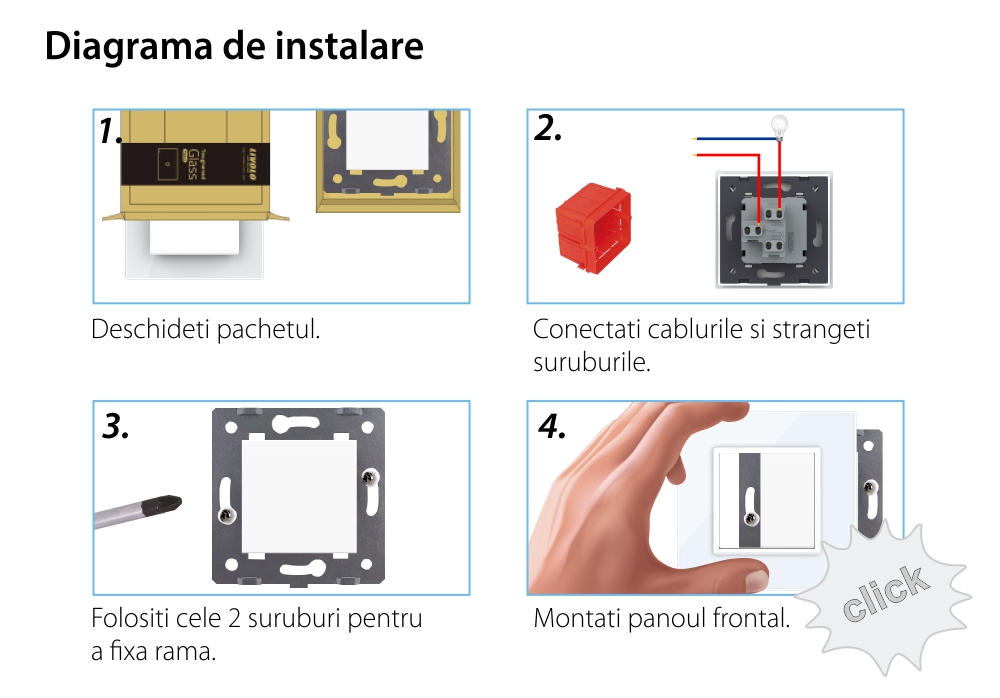 Modul Intrerupator Simplu Mecanic, 2 Module cu Reset (Revenire) LIVOLO – Serie Noua