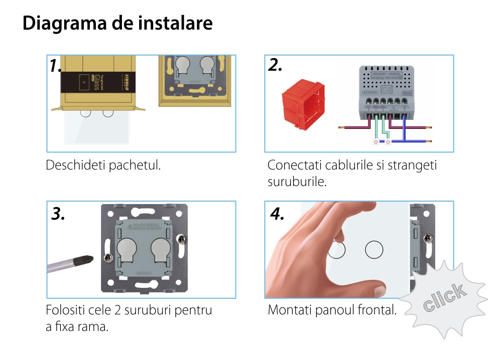 Intrerupator Dublu cu Revenire, Contact Uscat cu Touch LIVOLO – Serie Noua