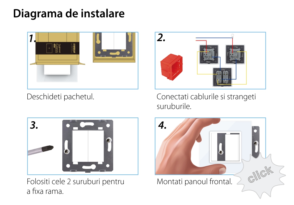 Intrerupator Dublu Mecanic Cap Cruce LIVOLO cu Rama din Sticla – Serie Noua