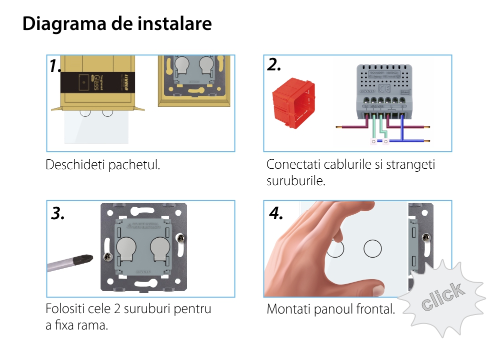 Modul Intrerupator Dublu cu Revenire, Contact Uscat cu Touch LIVOLO – Serie Noua