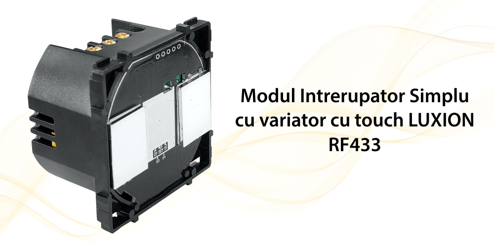 Modul Intrerupator Dublu cu Variator, RF433 cu Touch LUXION