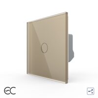 Intrerupator Simplu Cap Scara / Cruce cu Touch LIVOLO din Sticla – Protocol ZigBee EC culoare aurie