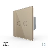 Intrerupator Dublu Draperie cu Touch LIVOLO din Sticla – Protocol ZigBee EC culoare aurie