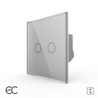 Intrerupator Dublu Draperie cu Touch LIVOLO din Sticla – Protocol ZigBee EC culoare gri