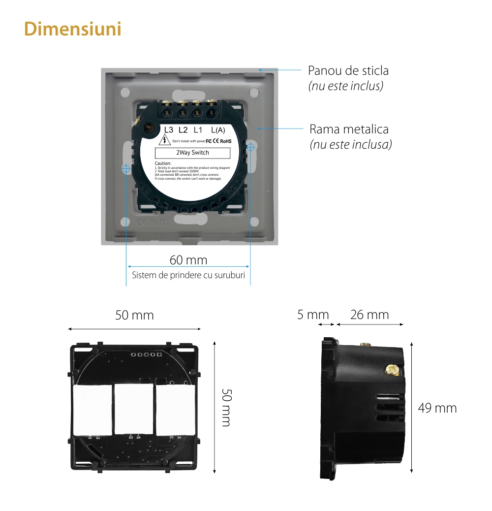 Modul Intrerupator Triplu Cap Scara cu Touch LUXION