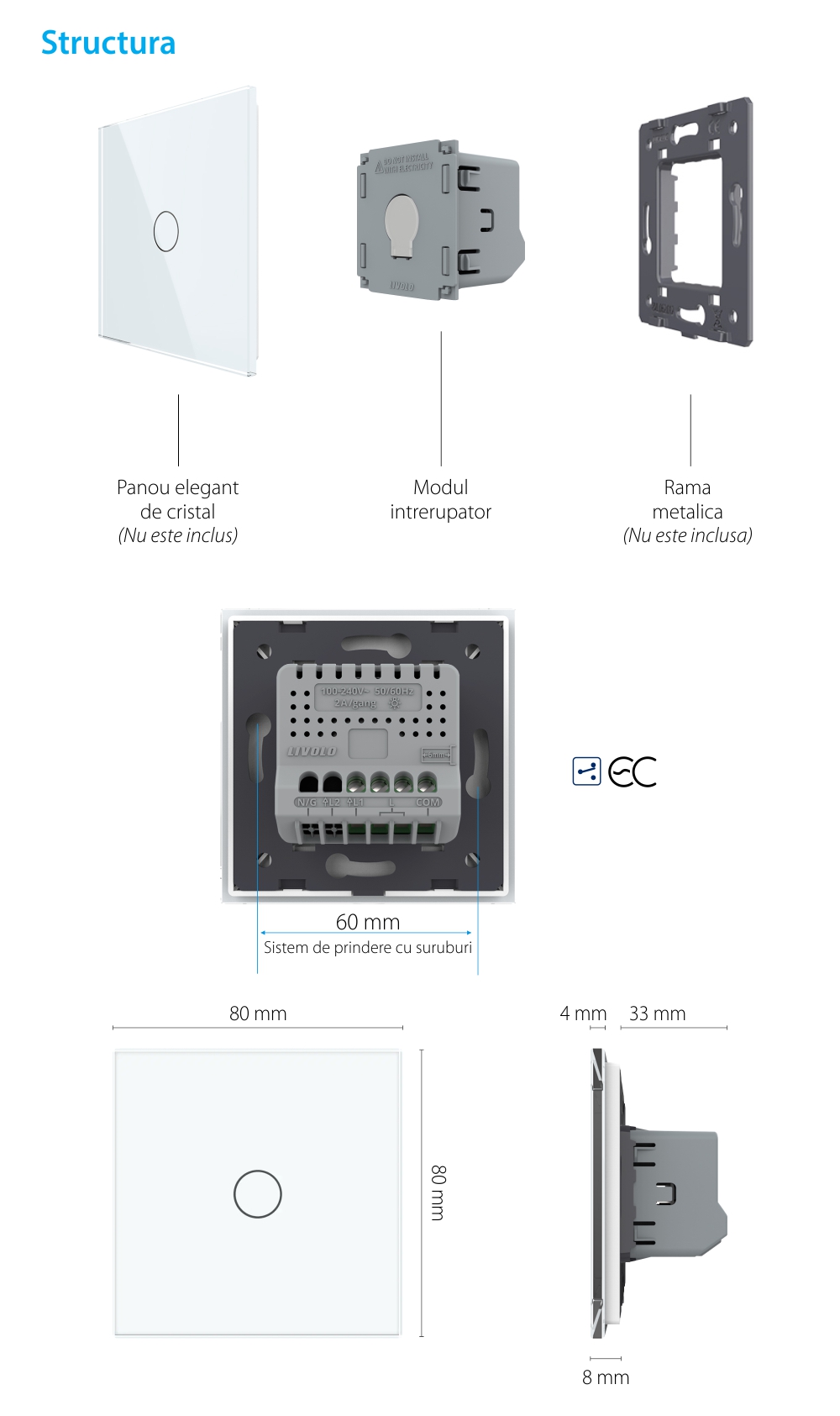 Modul Intrerupator Simplu Cap Scara / Cruce cu Touch LIVOLO – Protocol ZigBee EC