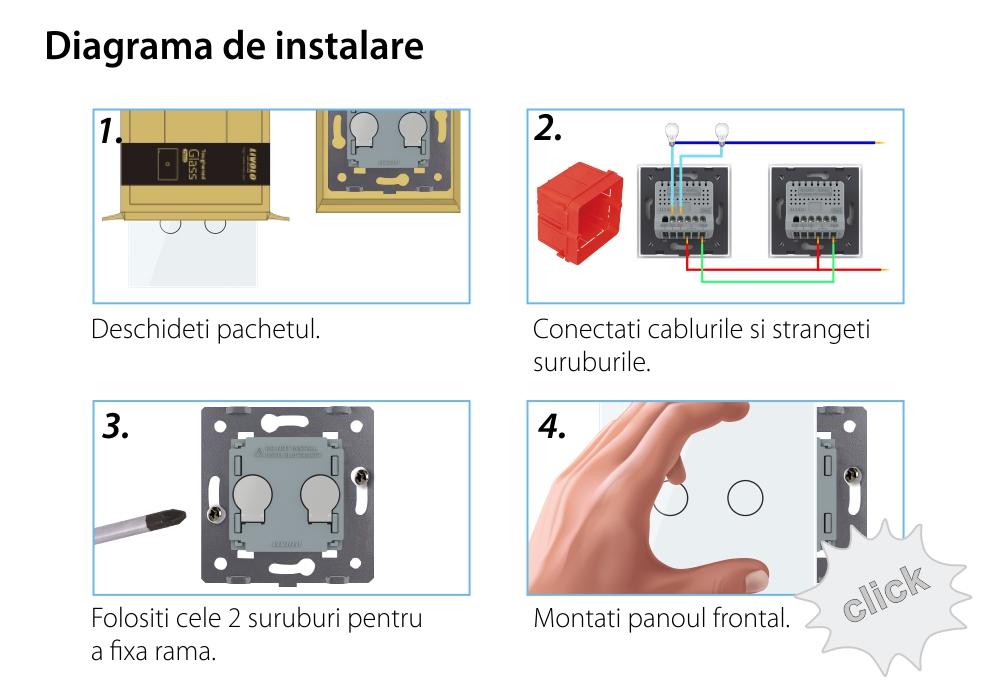 Intrerupator Dublu Cap Scara / Cruce cu Touch LIVOLO din Sticla – Protocol ZigBee EC