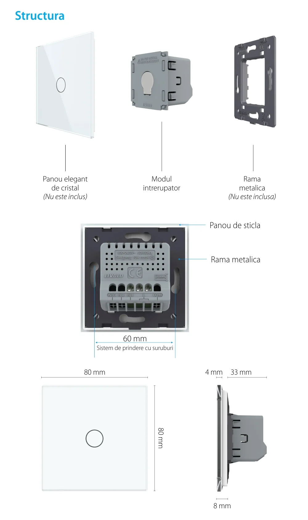 Modul Intrerupator Simplu cu Timer si Touch LIVOLO – Serie Noua