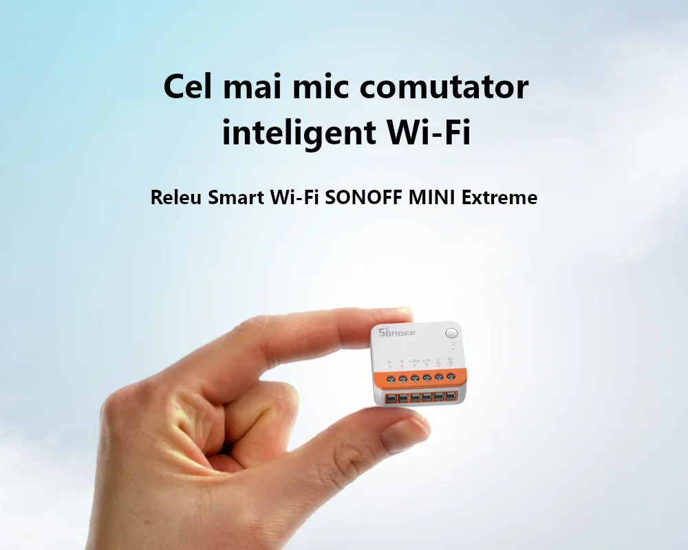 Releu inteligent Wi-Fi Sonoff Mini R4, 10A, 2300W, Programari, Control aplicatie