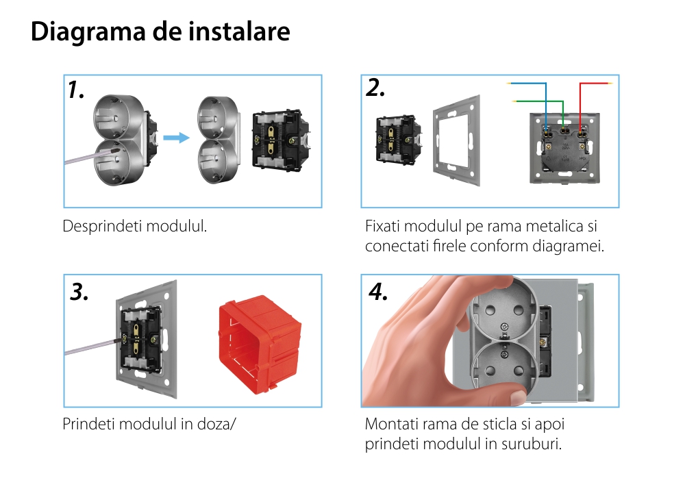 Priza Dubla LUXION cu Rama din Sticla Pentru Doza Simpla