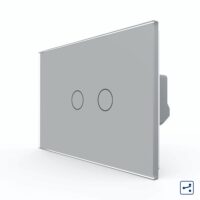 Intrerupator Dublu Cap Scara / Cruce cu Touch LIVOLO din Sticla – Standard Italian (copiază) culoare gri